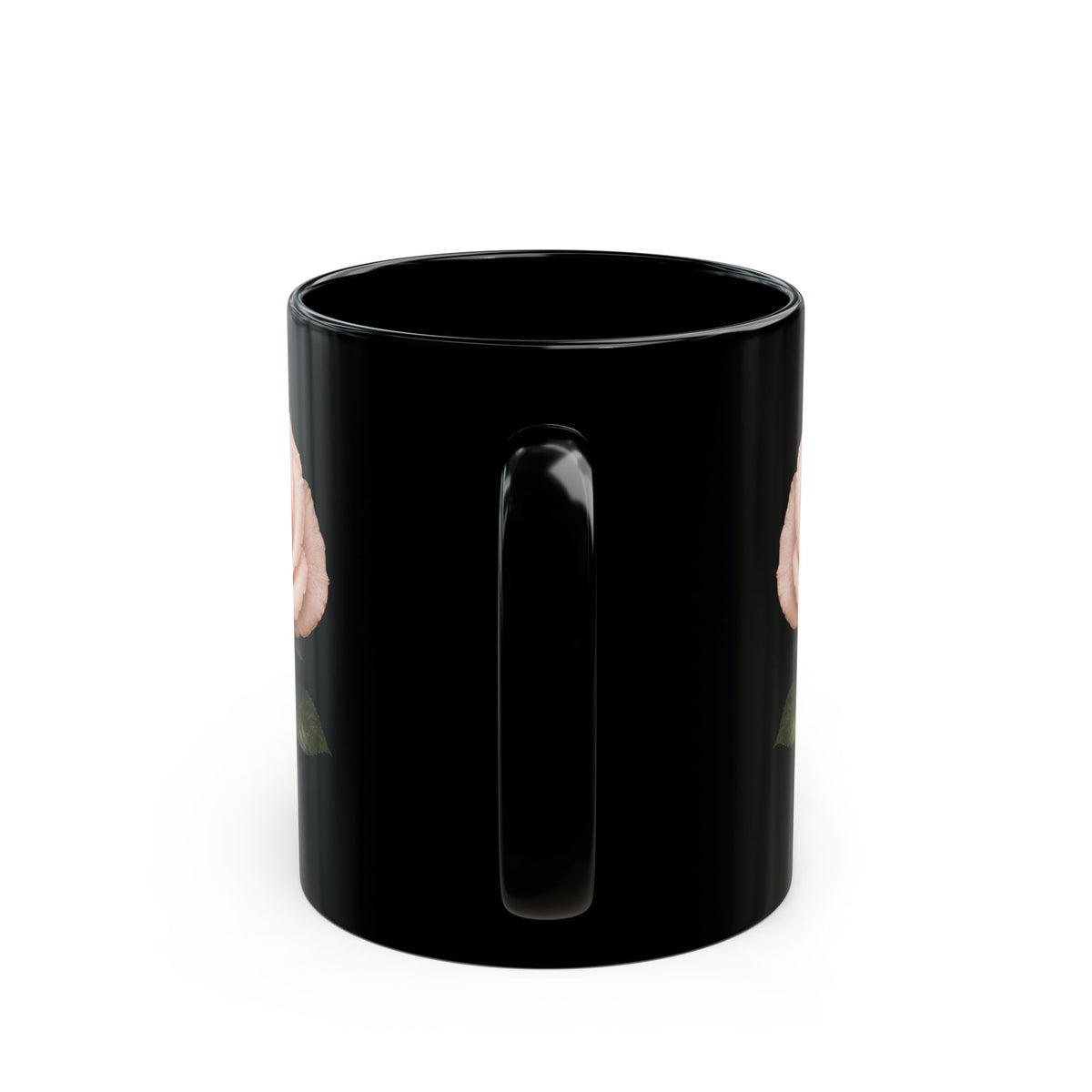 Pink Rose Black Mug