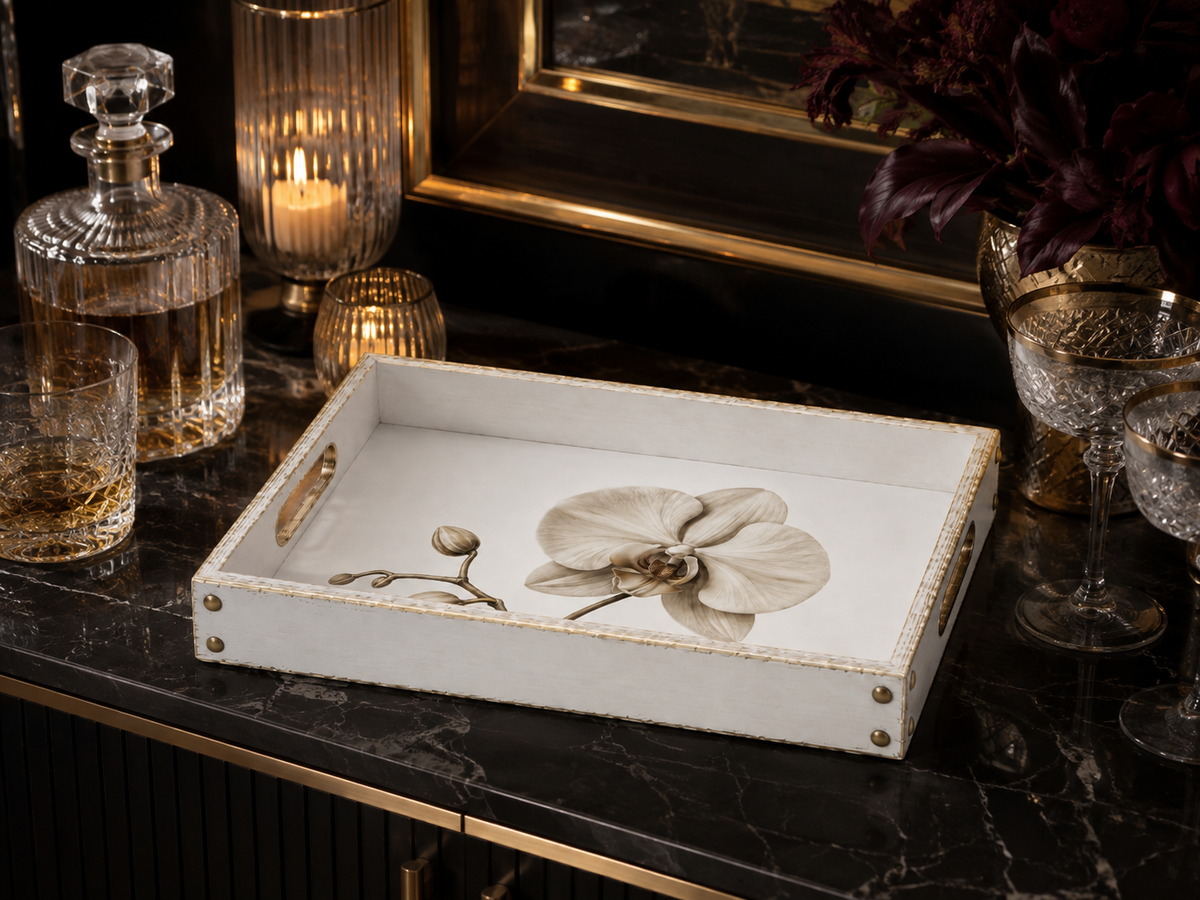 Orchid Luxury Wooden Serving Tray