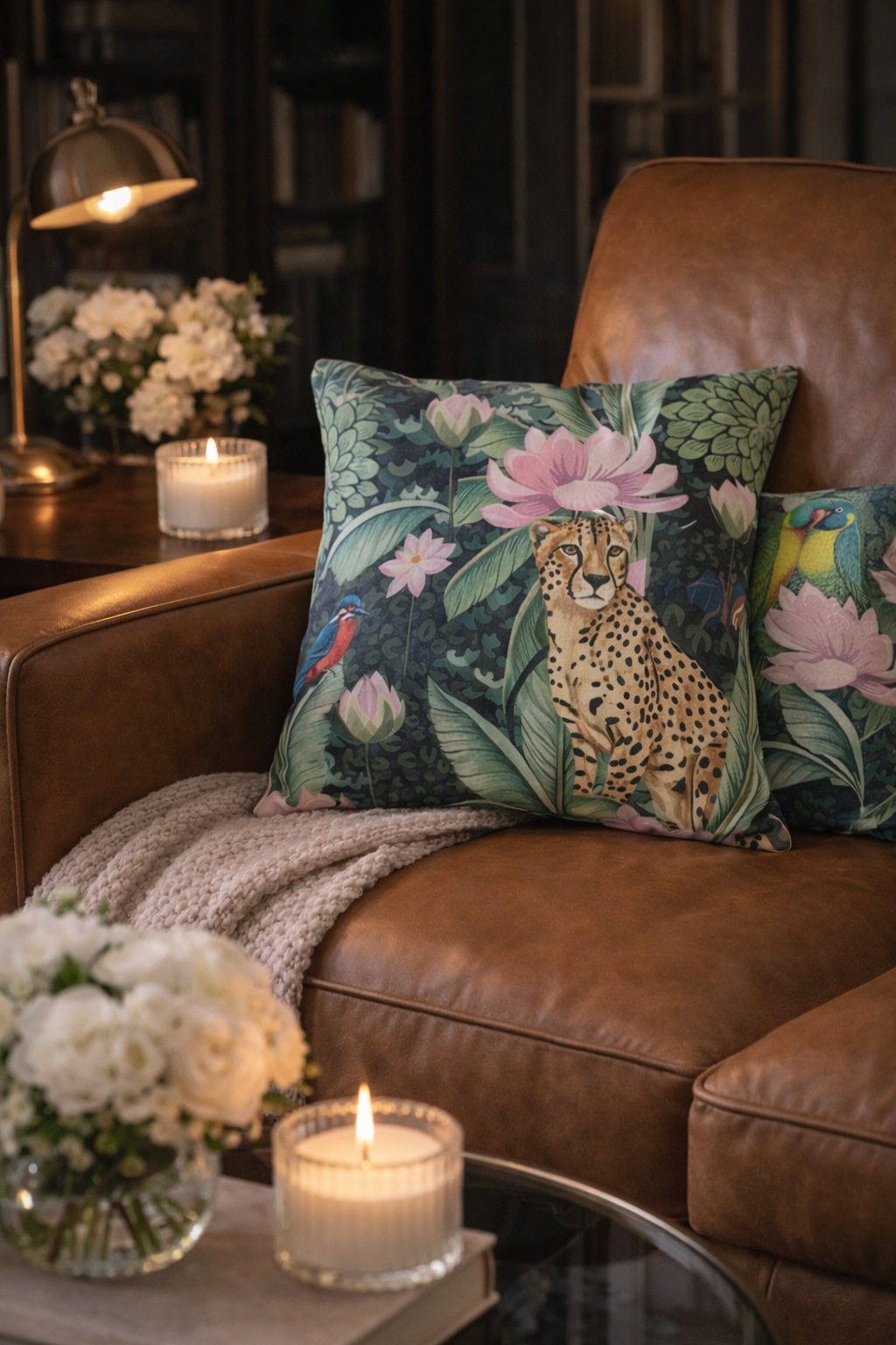 Cheetah & Lovebirds Cushion