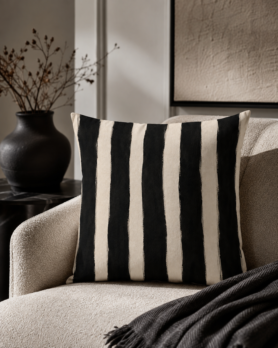 Black Stripe Cushion
