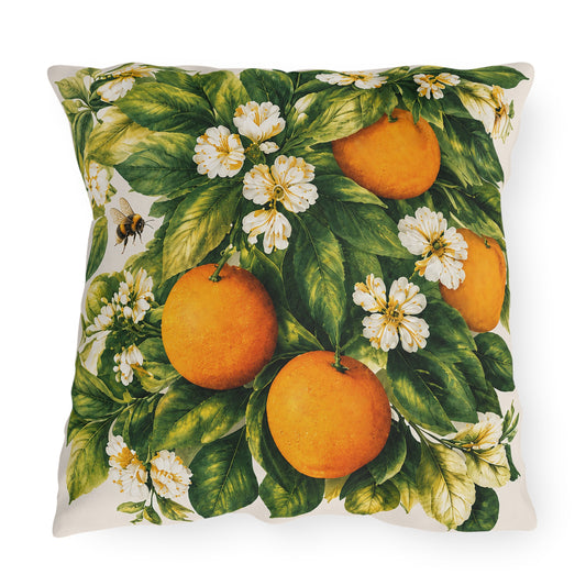 Orange Blossom Bee Outdoor Cushion