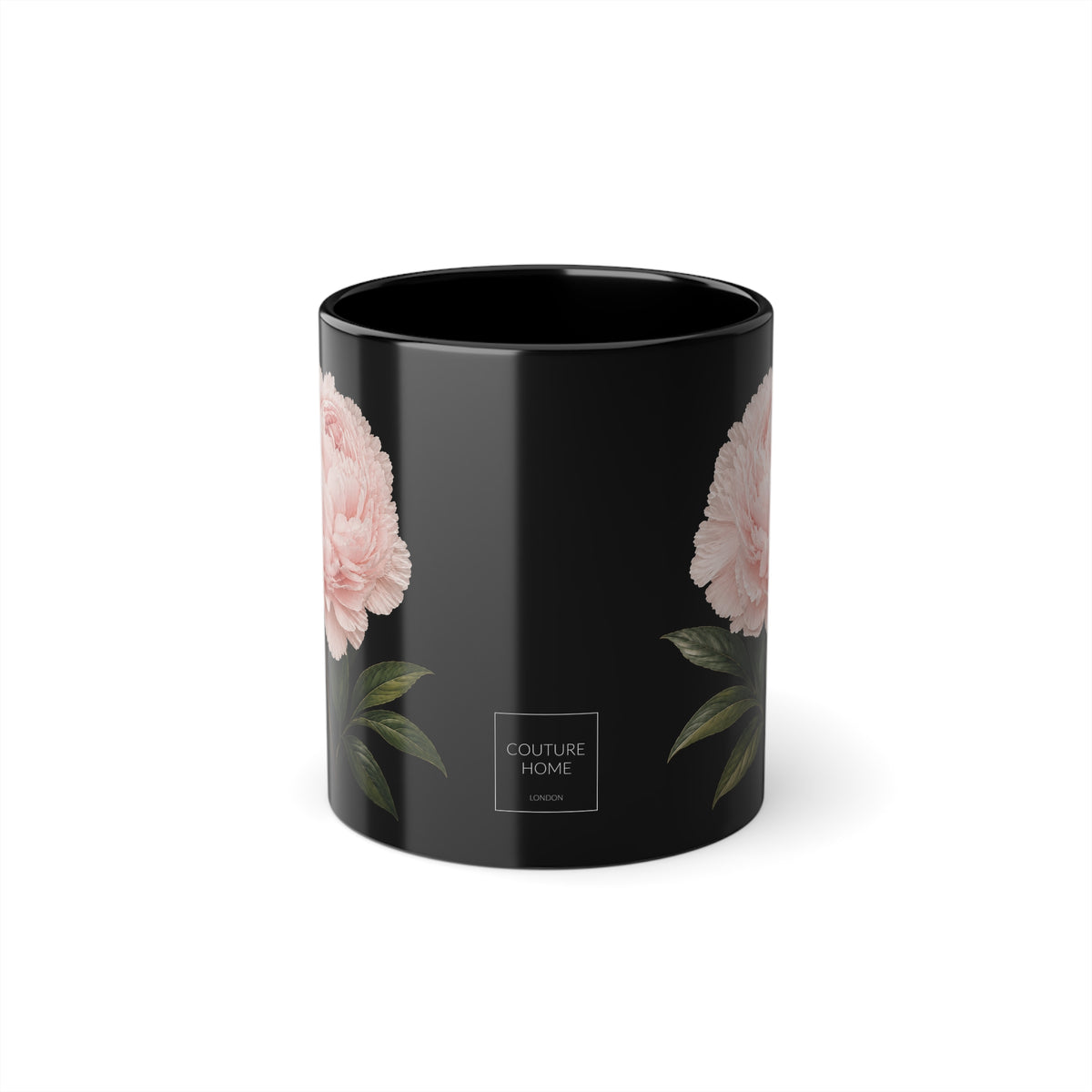 Peony Black Mug