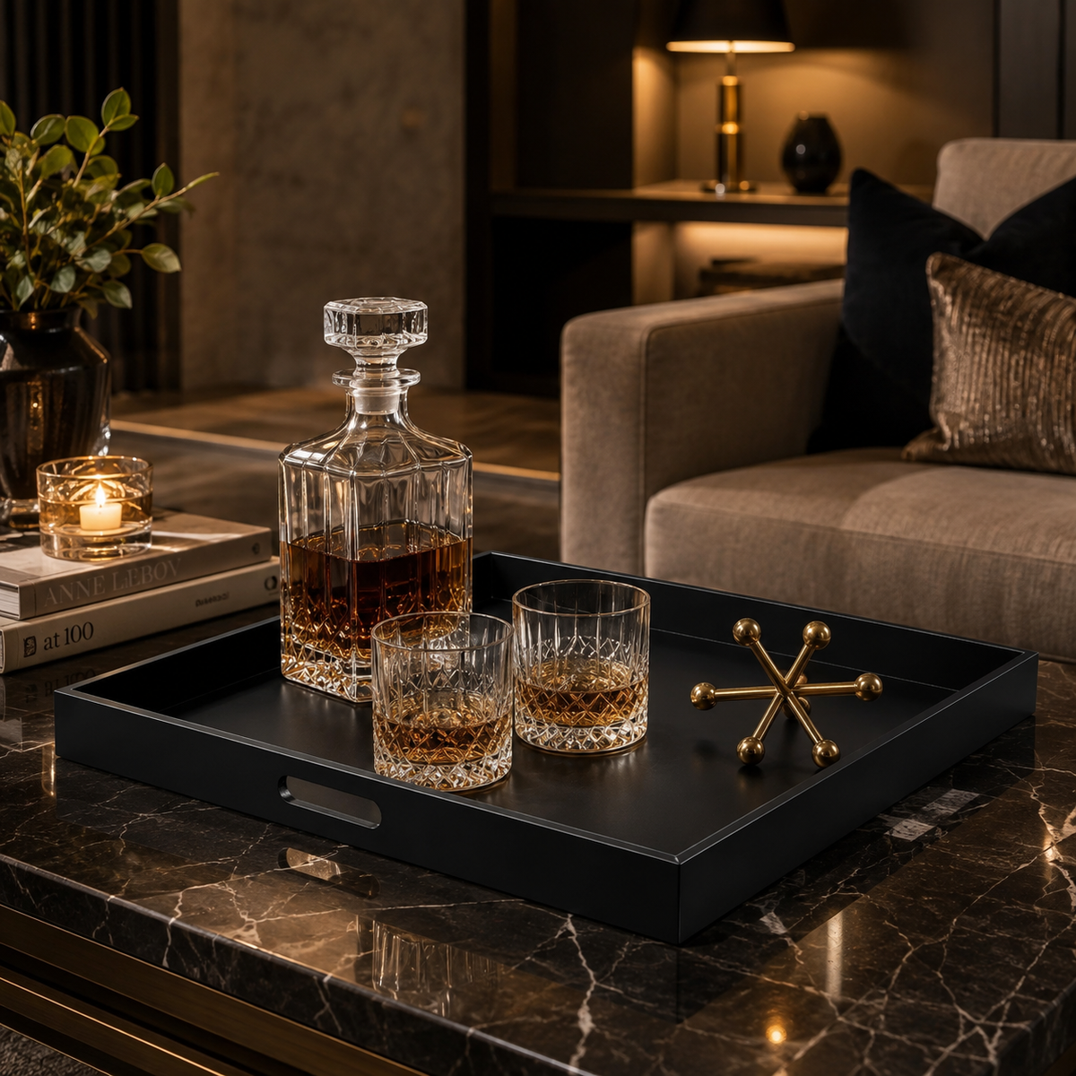 Ottoman Modern Square Serving Tray