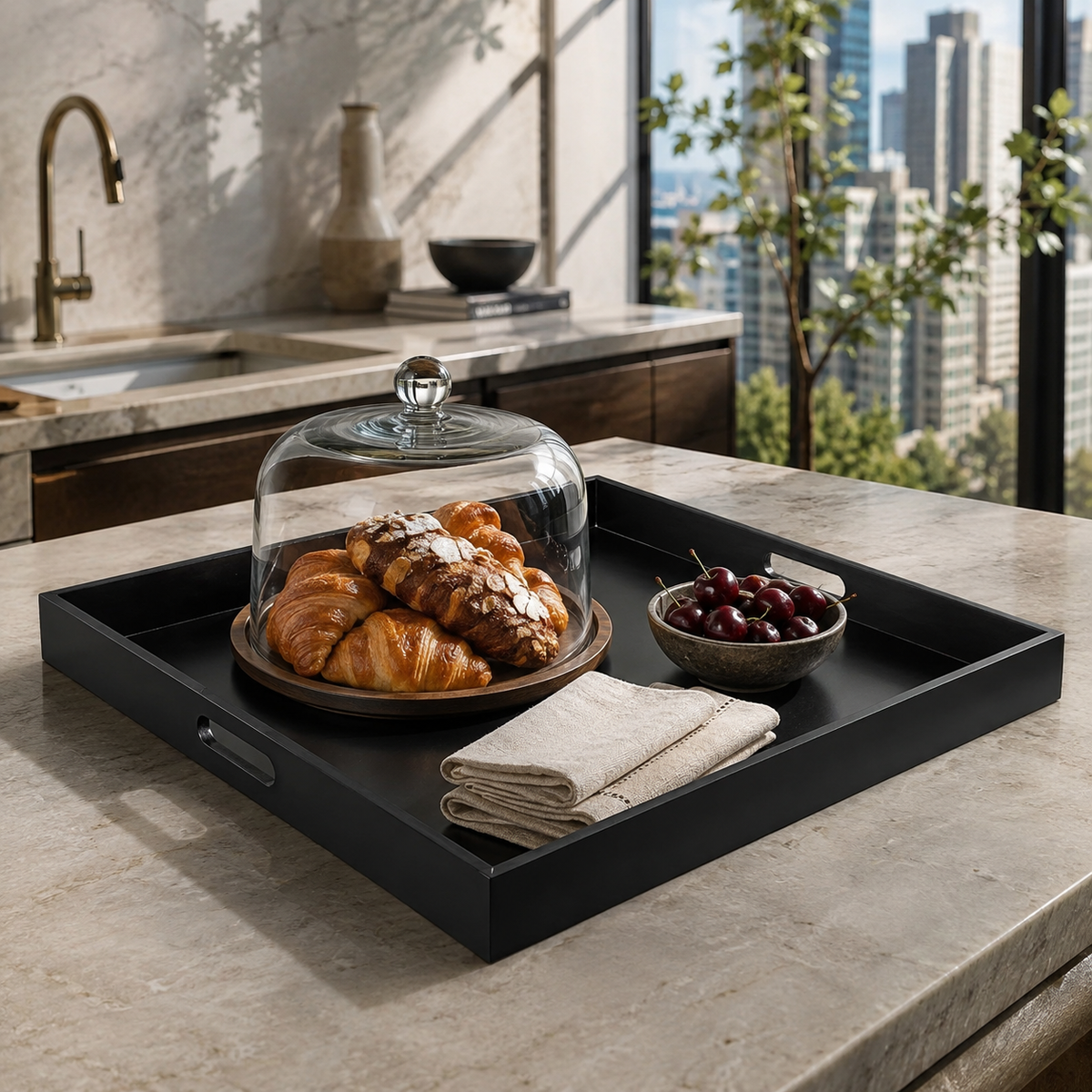 Ottoman Modern Square Serving Tray