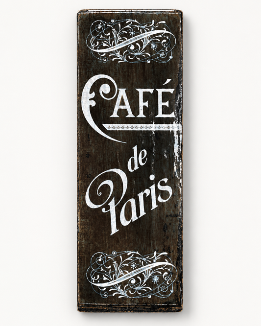 Cafe De Paris Vintage Wooden Sign