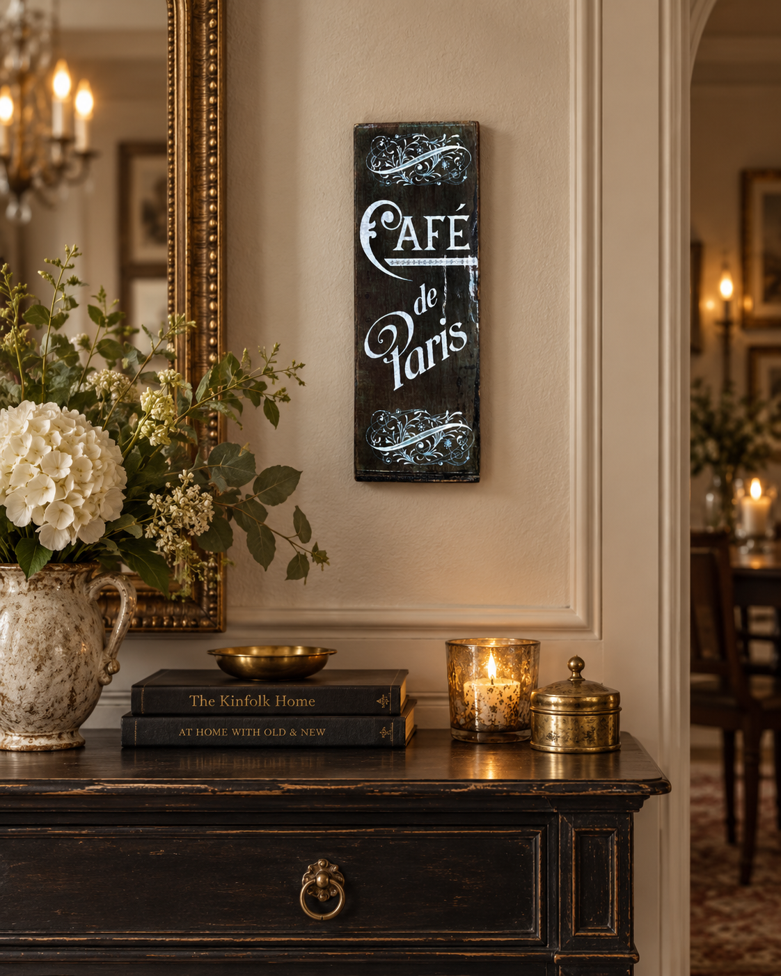 Cafe De Paris Vintage Wooden Sign