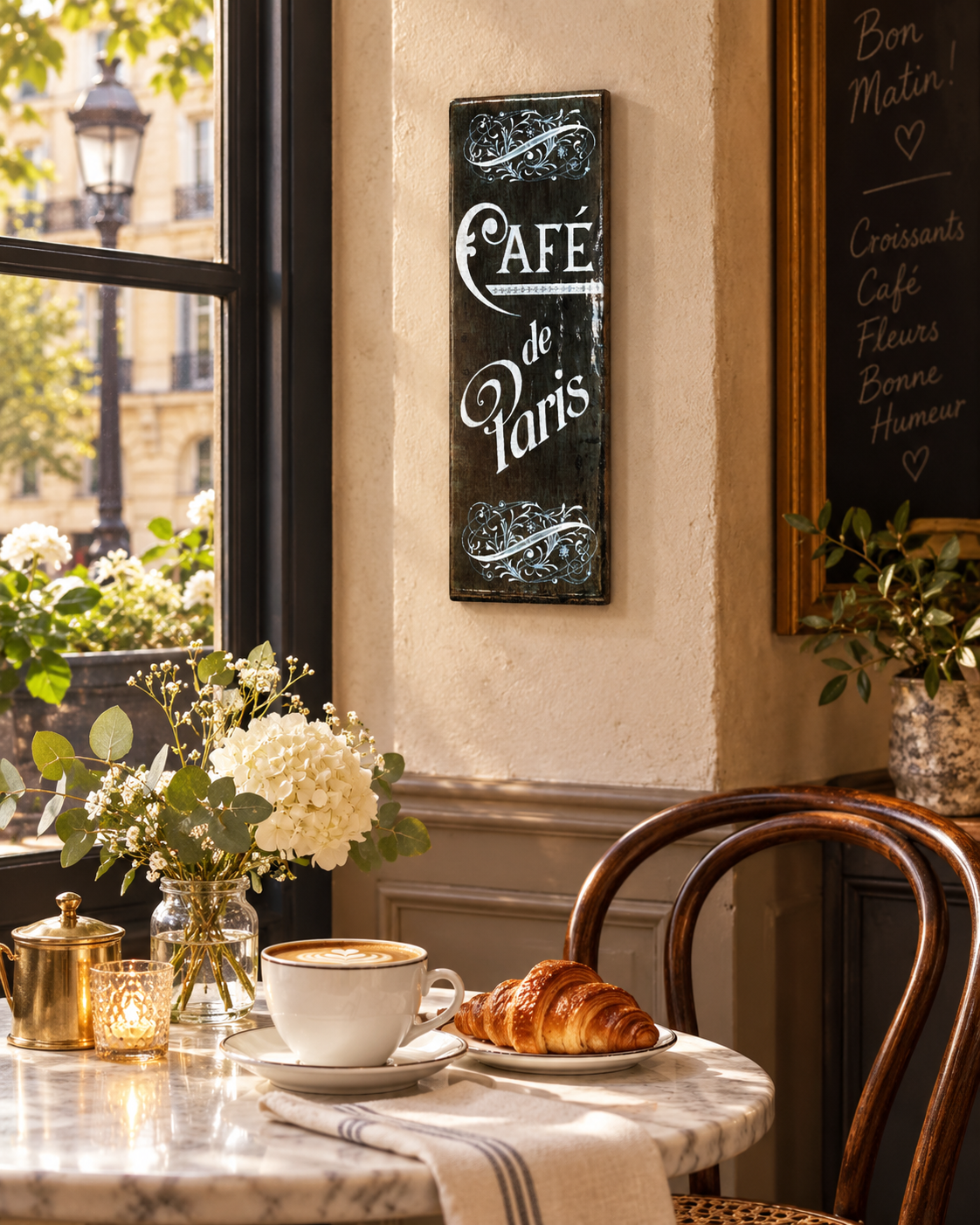 Cafe De Paris Vintage Wooden Sign