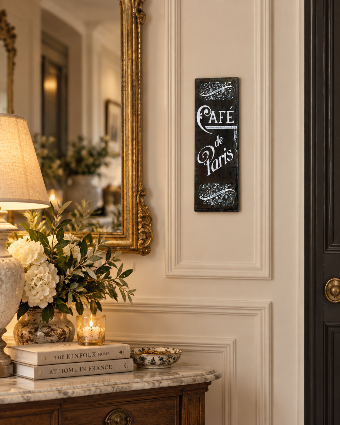 Cafe De Paris Vintage Wooden Sign