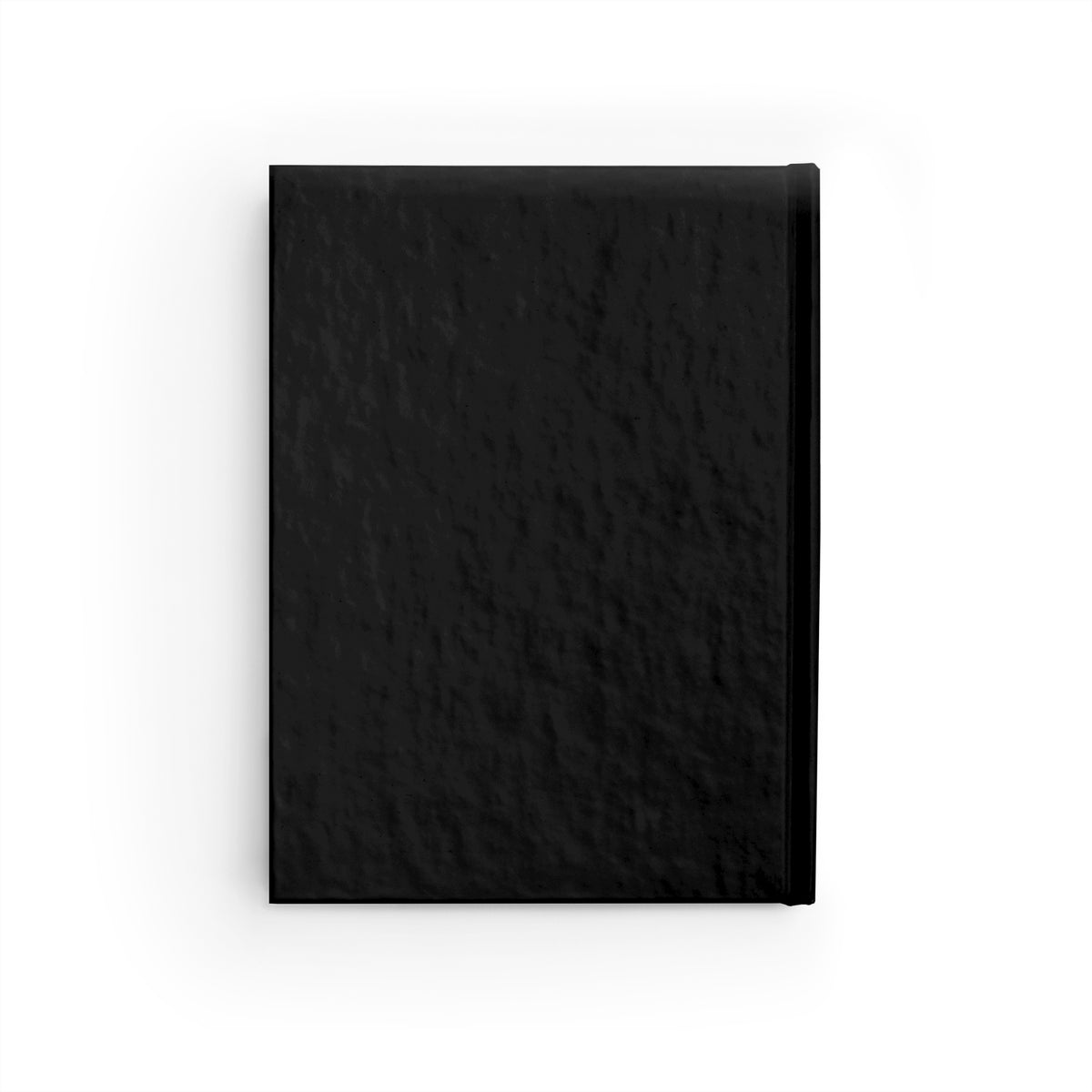 Reverse of a black notebook.
