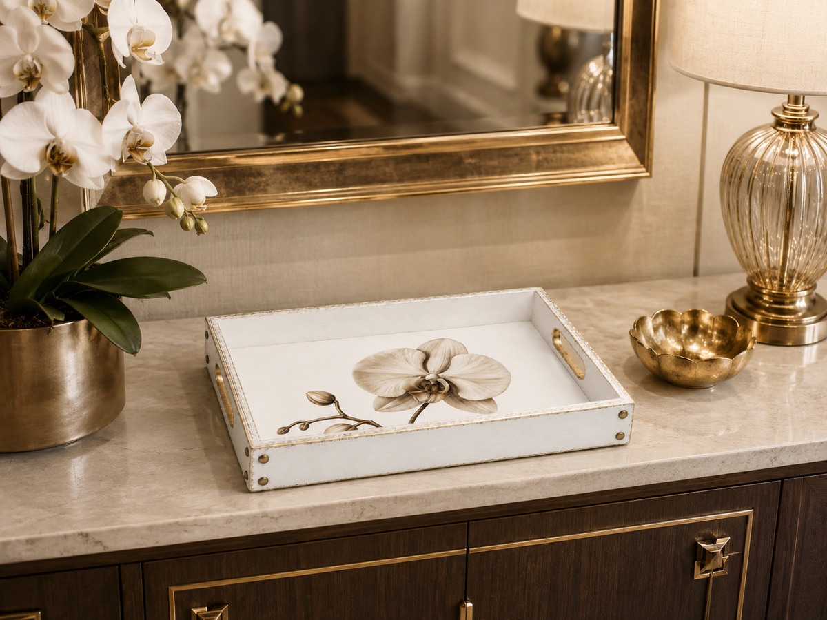 Orchid Luxury Wooden Serving Tray