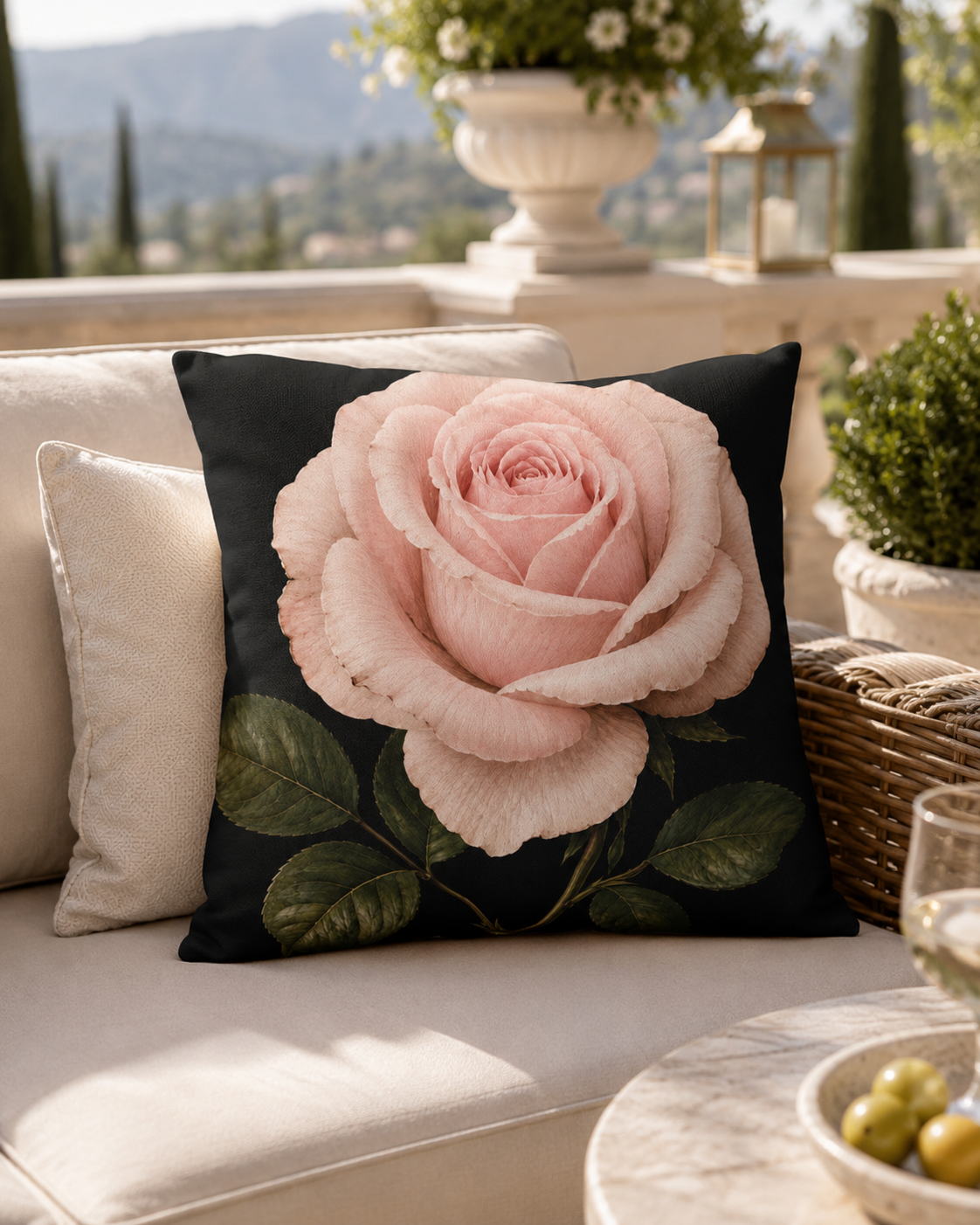 Pink Rose Indoor & Outdoor Cushion